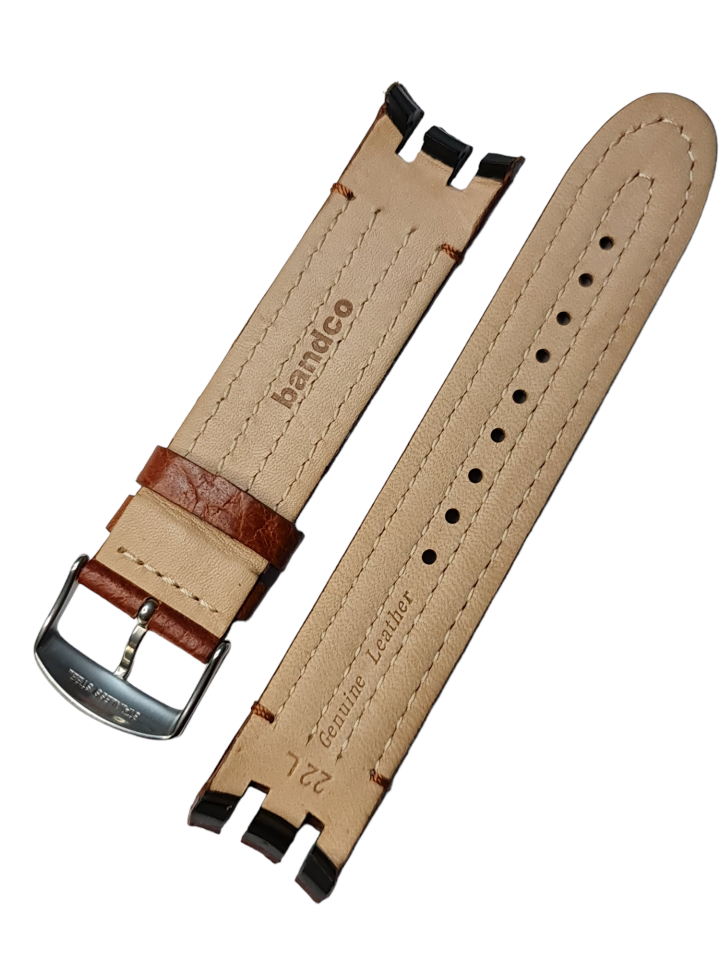 Swatch Yrs Modeli 22mm Krem Dikişli Taba Deri Saat Kordonu