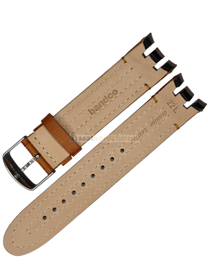 Swatch Yrs403 Modeli 22mm Taba Renk Deri Saat Kordonu