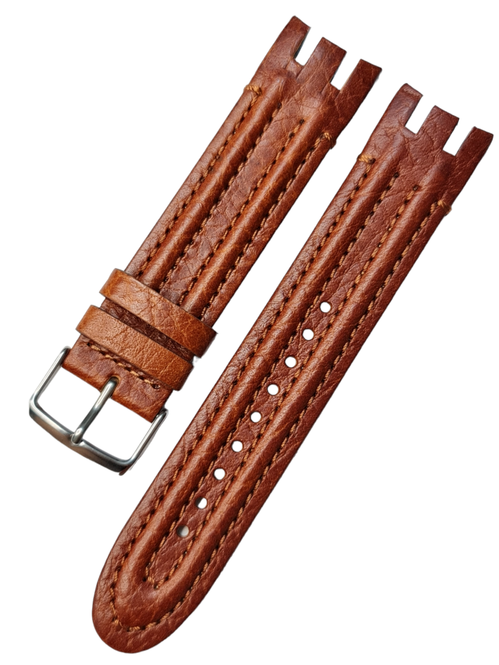 Swatch Yrs403 Modeli 22mm Kremit Renk Deri Saat Kordonu