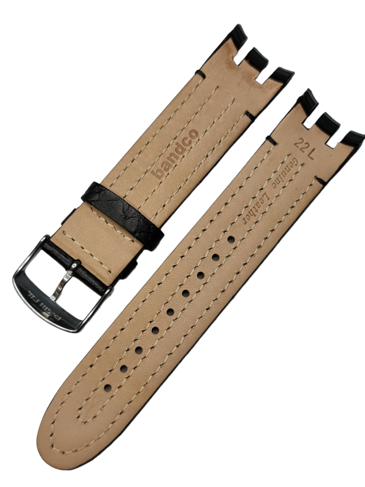 Swatch Yrs403 Modeli 22mm Krokodil Siyah Deri Saat Kordonu