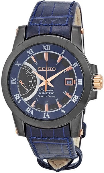 Seiko Premier srg012p Uyumlu Lacivert Deri Saat Kordonu