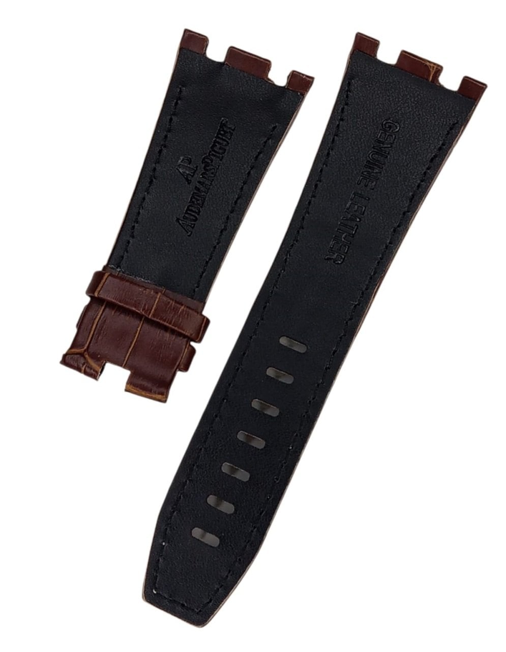 Audemars Piguet 28-24 Royal Oak Modeli Deri Saat Kordonu BEYAZ DİKİŞLİ KAHVERENK