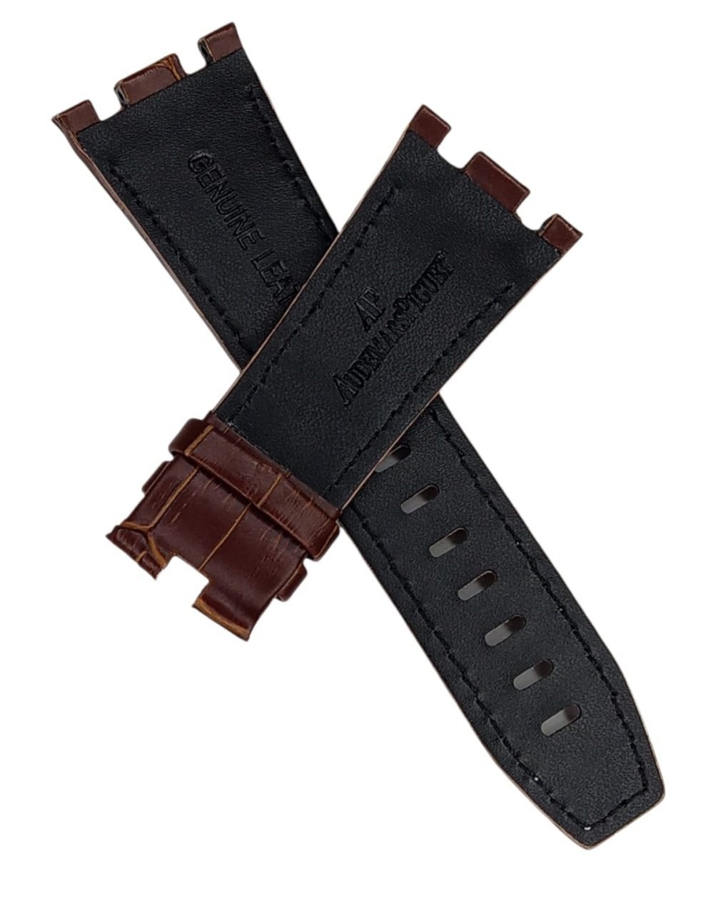 Audemars Piguet 28-24 Royal Oak Modeli Deri Saat Kordonu BEYAZ DİKİŞLİ KAHVERENK