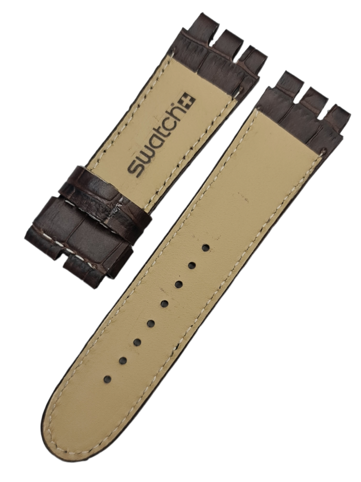 Swatch Yos Modeli 24mm Krokodil Kahverenk Deri Saat Kordonu