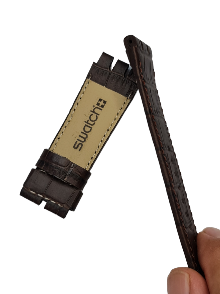 Swatch Yos Modeli 24mm Krokodil Kahverenk Deri Saat Kordonu