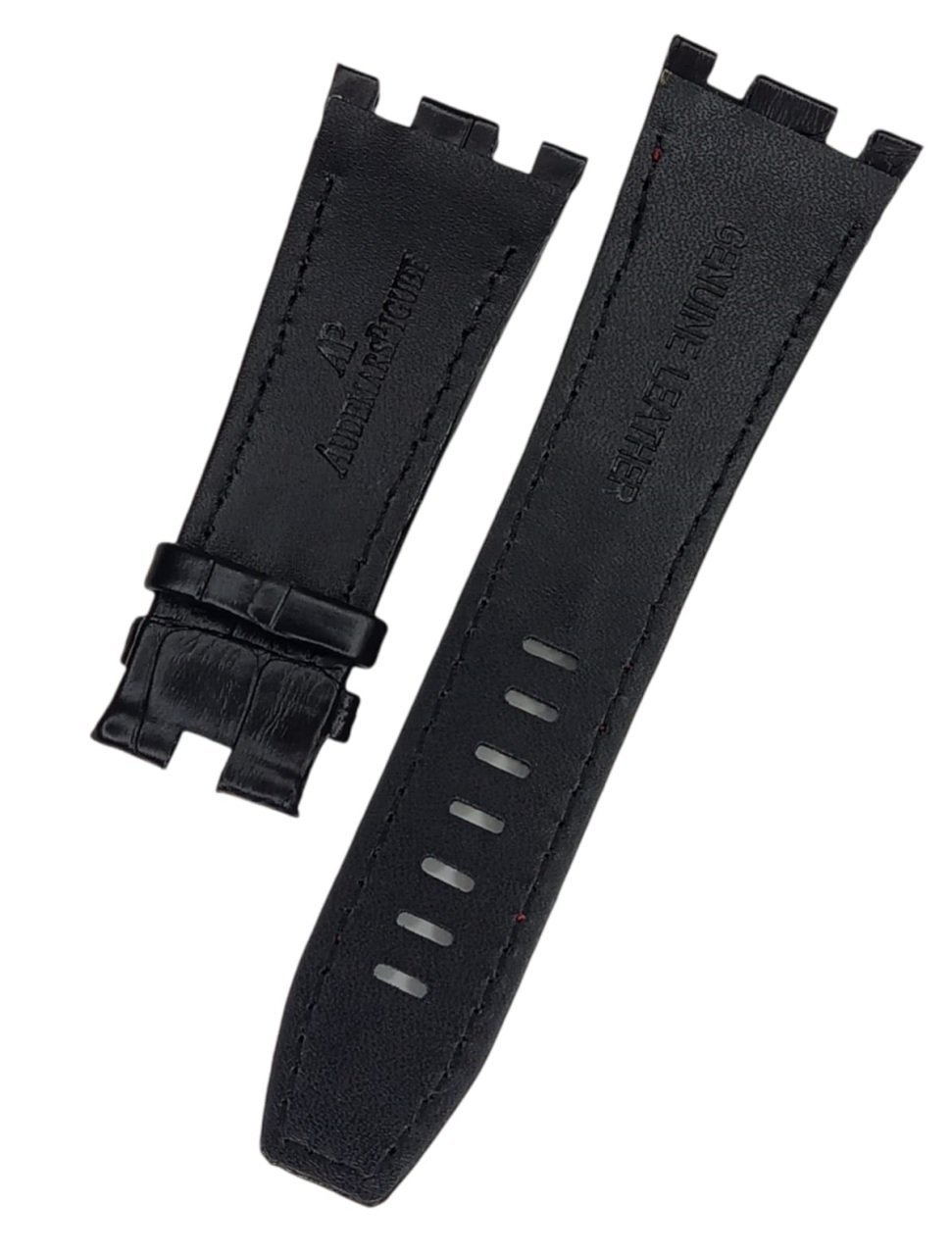 Audemars Piguet 28-24 Royal Oak Modeli Deri Saat Kordonu KIRMIZI DİKİŞLİ SİYAH