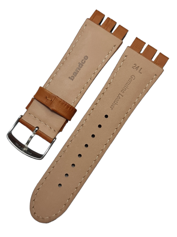 Swatch Yos Modeli 24mm Taba Krokodil Deri Saat Kordonu