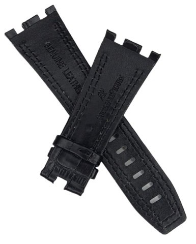 Audemars Piguet 28-24 Royal Oak Modeli Deri Saat Kordonu SARI DİKİŞLİ SİYAH