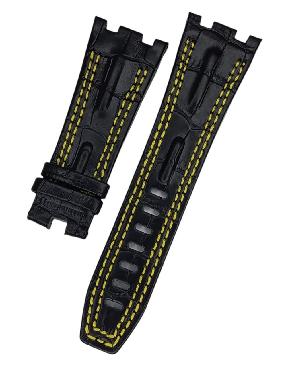 Audemars Piguet 28-24 Royal Oak Modeli Deri Saat Kordonu SARI DİKİŞLİ SİYAH