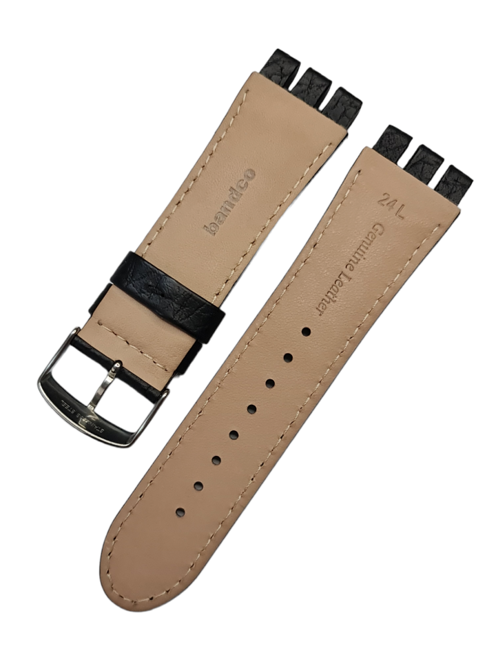 Swatch Yos Modeli 24mm Krokodil Siyah Deri Saat Kordonu
