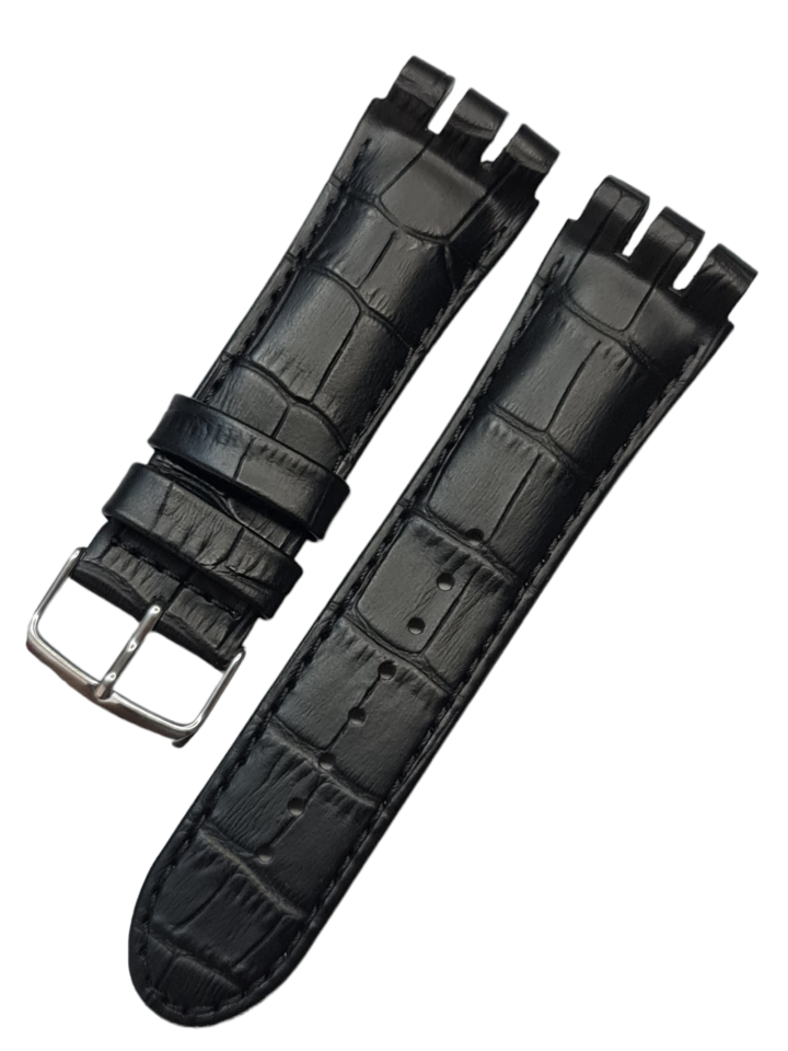 Swatch Yos Modeli 24mm Krokodil Siyah Deri Saat Kordonu