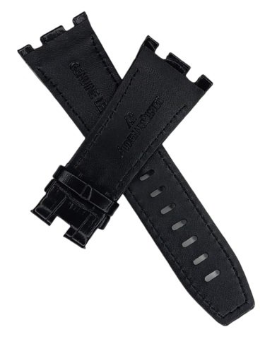 Audemars Piguet 28-24 Royal Oak Modeli Deri Saat Kordonu BEYAZ DİKİŞLİ SİYAH