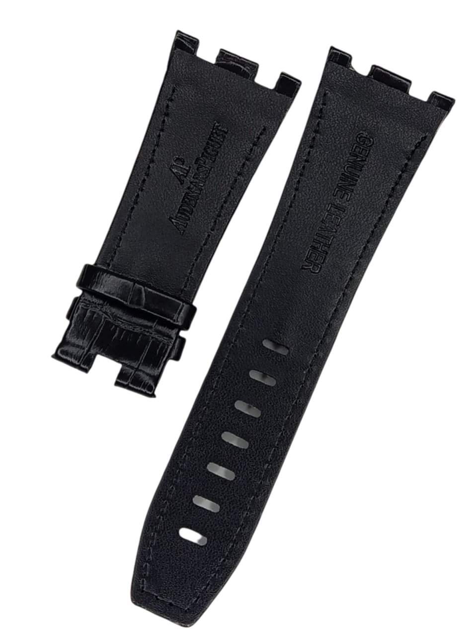 Audemars Piguet 28-24 Royal Oak Modeli Deri Saat Kordonu BEYAZ DİKİŞLİ SİYAH