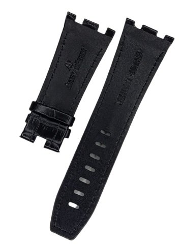 Audemars Piguet 28-24 Royal Oak Modeli Deri Saat Kordonu BEYAZ DİKİŞLİ SİYAH