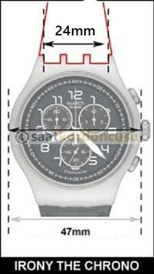 Swatch Yos Modeli 24mm Desenli Krem Dikişli Siyah Deri Saat Kordonu