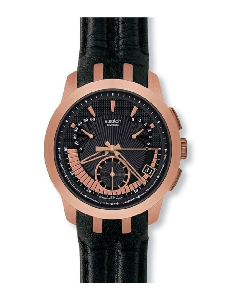 Swatch Yrg400 Model 22mm Düz Siyah Deri Saat Kordonu