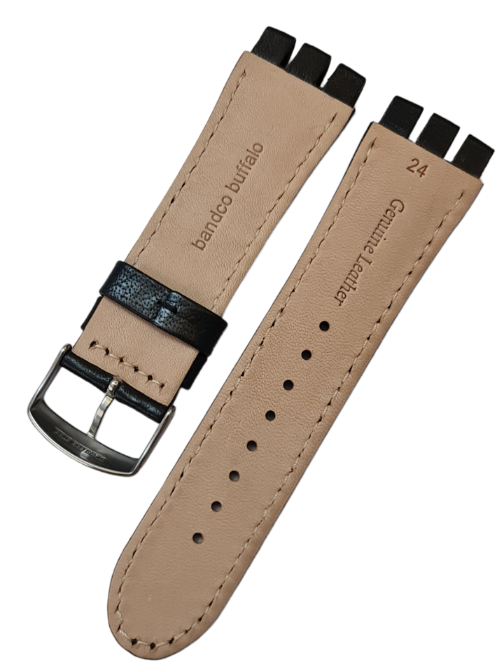 Swatch Yos Modeli 24mm Analin Siyah Deri Saat Kordonu