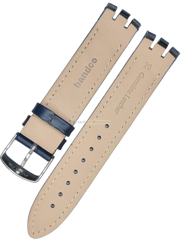 Swatch Yts400 Timsah Desenli Lacivert Deri Saat Kordonu