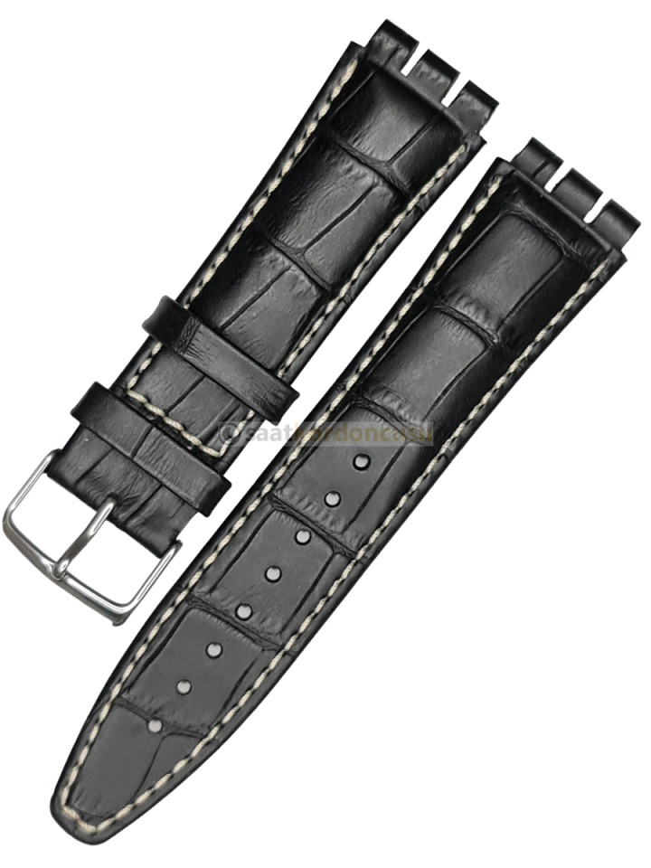 Swatch Yvs Model 21mm Krokodil Siyah Deri Saat Kordonu