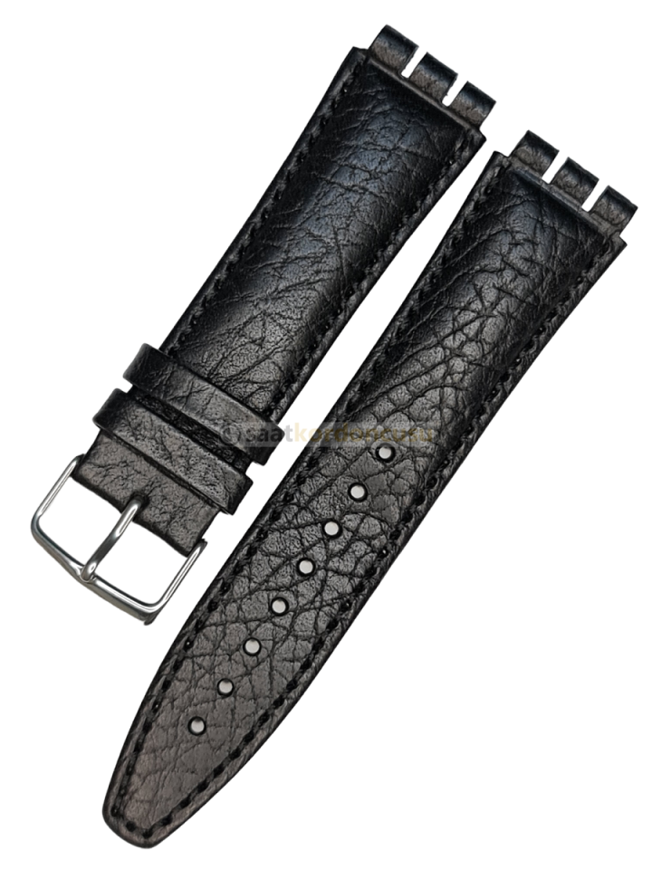 Swatch Yvs Modeli 21mm Desenli Siyah Deri Saat Kordonu