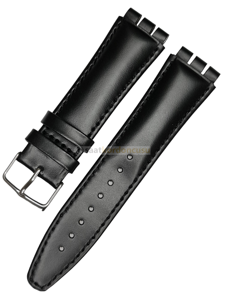 Swatch Yvs Modeli 21mm Siyah Desensiz Deri Saat Kordonu