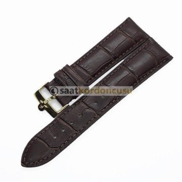 OMEGA Uyumlu 20mm Kahverenk Deri Saat Kordonu