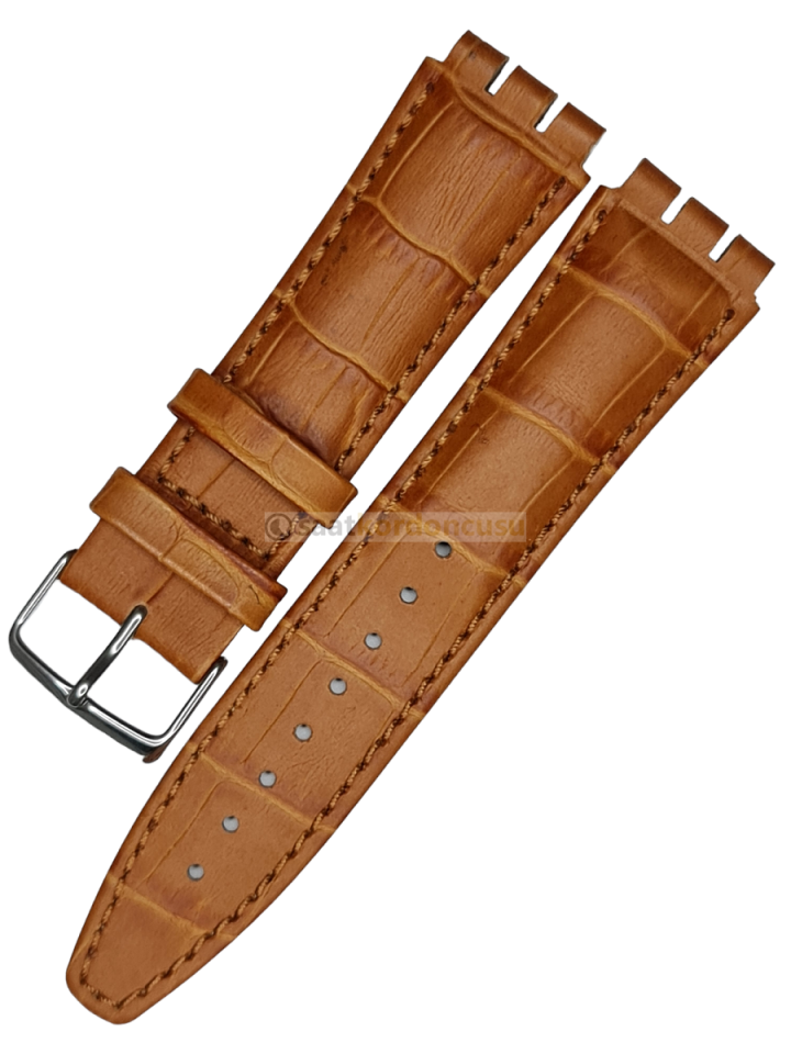 Swatch Yvs modeli Taba Krokodil Desenli Deri Saat Kordonu