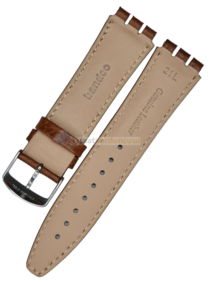 Swatch Yvs Modeli 21mm Kahverenk Desenli Deri Kordonu