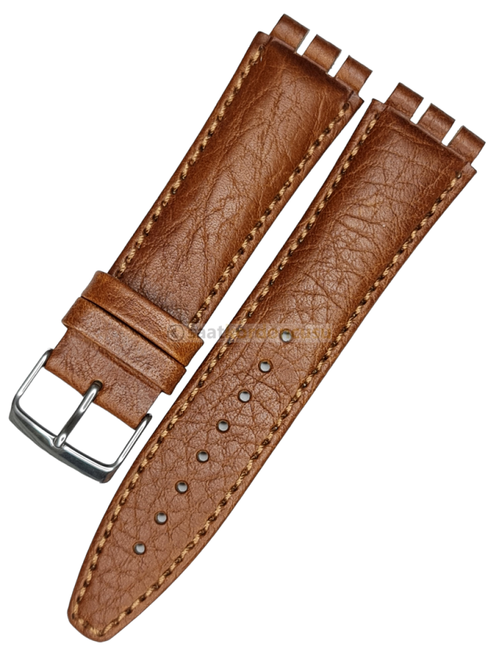 Swatch Yvs Modeli 21mm Kahverenk Desenli Deri Kordonu