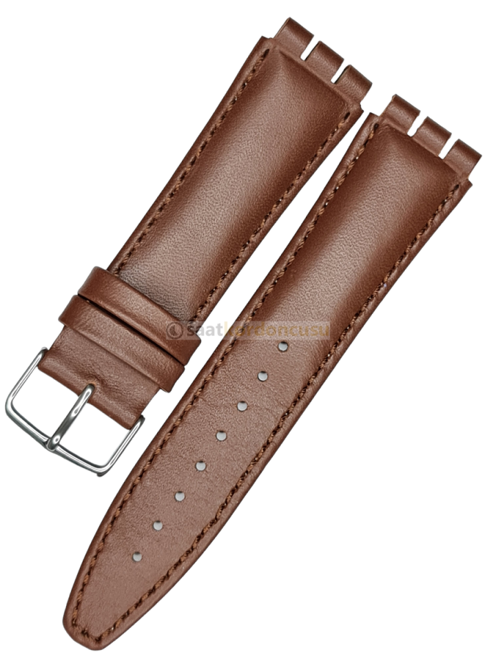 Swatch Yvs modeli 21mm Kahverenk Deri Saat Kordonu
