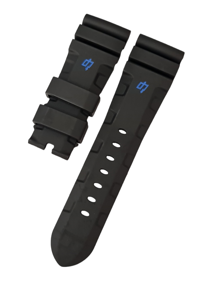 Panerai Submersible 24mm Mavi Logolu Siyah Silikon Saat Kordonu