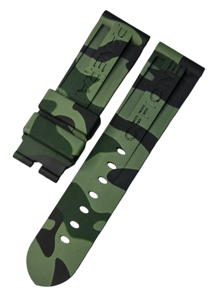 Panerai Submersible 24mm Yeşil Siyah Kamuflaj Silikon Kordon