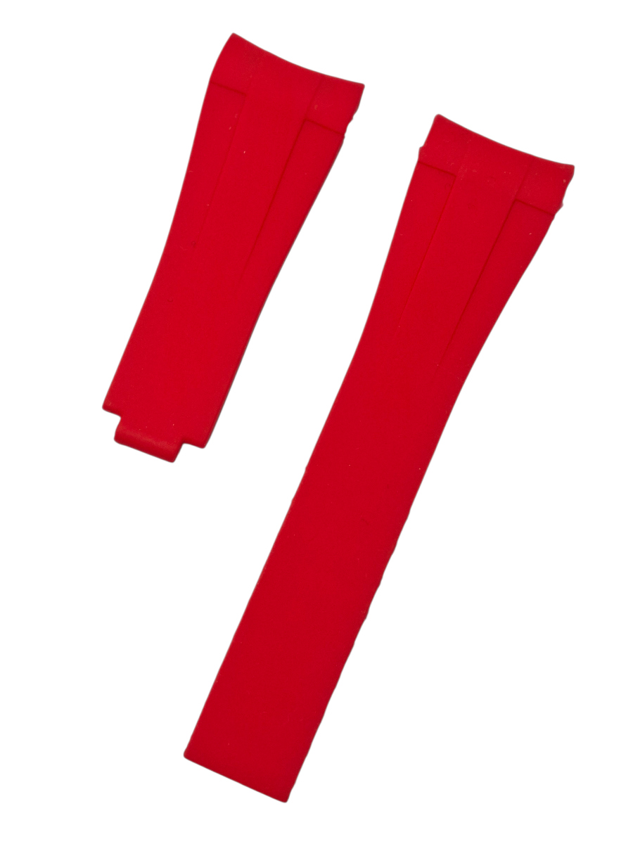 Rolex 21mm Kavisli Kırmızı Renk Silikon Saat Kordonu