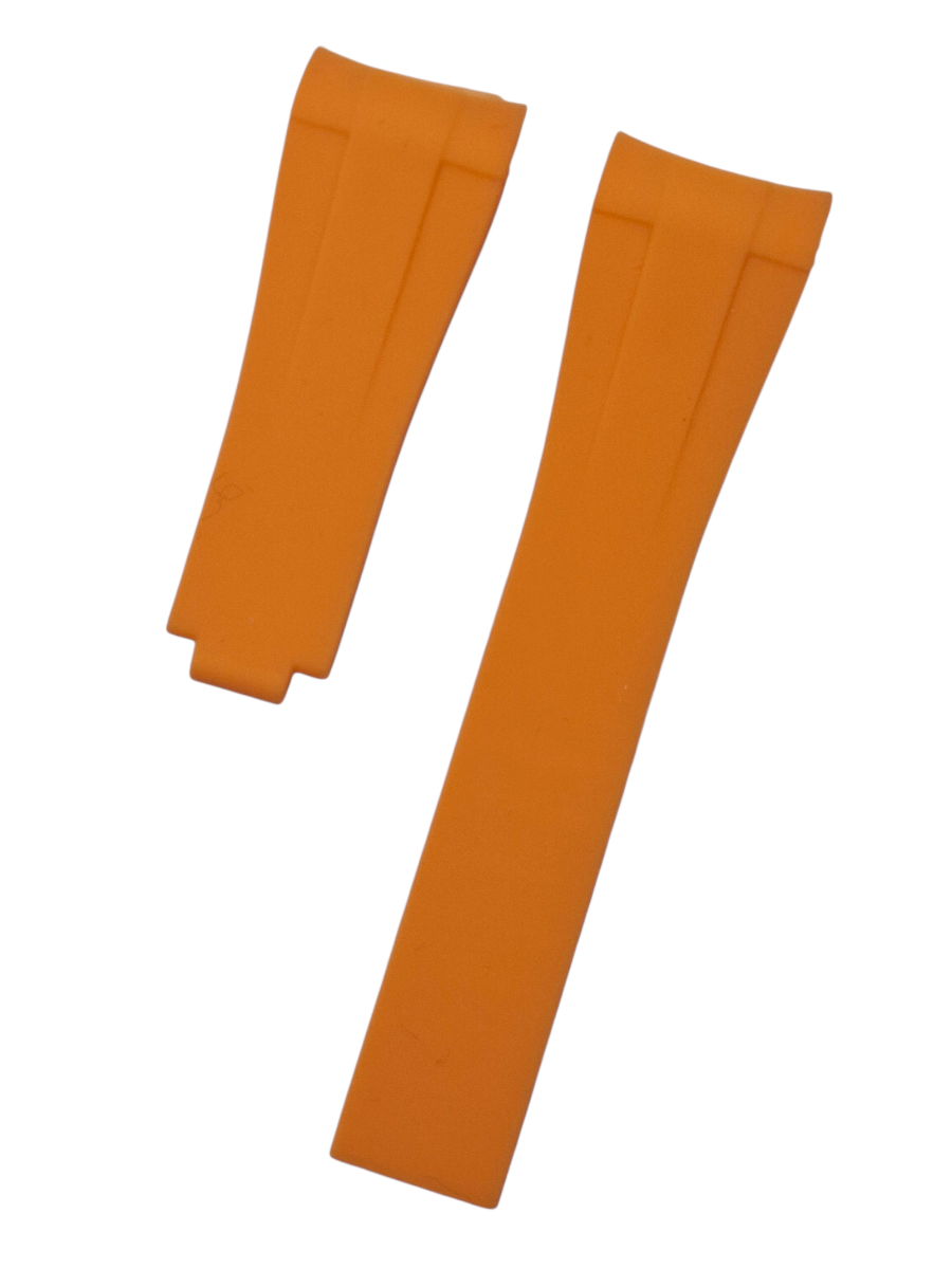 Rolex 21mm Kavisli Turuncu Renk Silikon Saat Kordonu