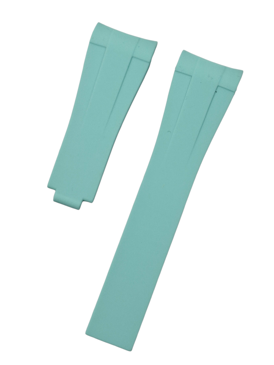 Rolex 21mm Kavisli Yeşil Renk Silikon Saat Kordonu