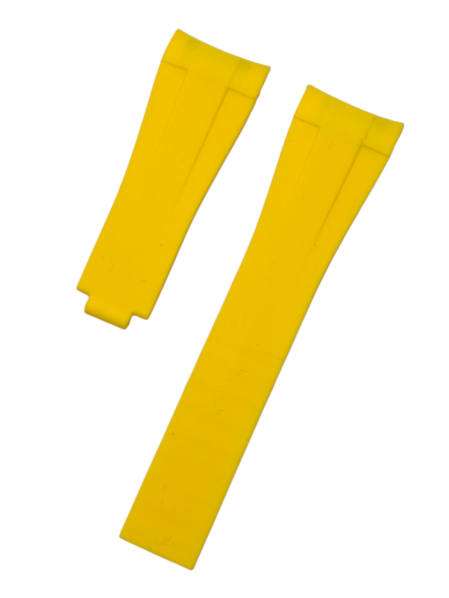 Rolex 21mm Kavisli Sarı Renk Silikon Saat Kordonu