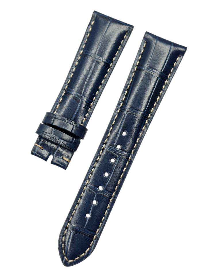 Longines 21mm Beyaz Dikişli Lacivert Deri Saat Kordonu