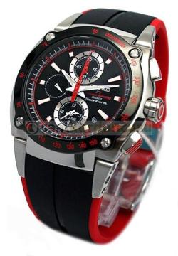 Seiko Sportura Honda Spc039 p2 Kırmızı Biyeli Siyah Deri Saat Kordonu