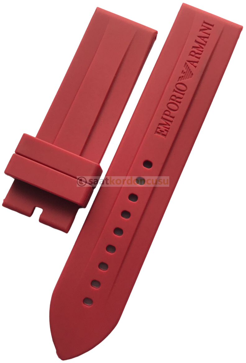 Emporio Armani 23mm Genişlikte Kırmızı Silikon Saat Kordonu