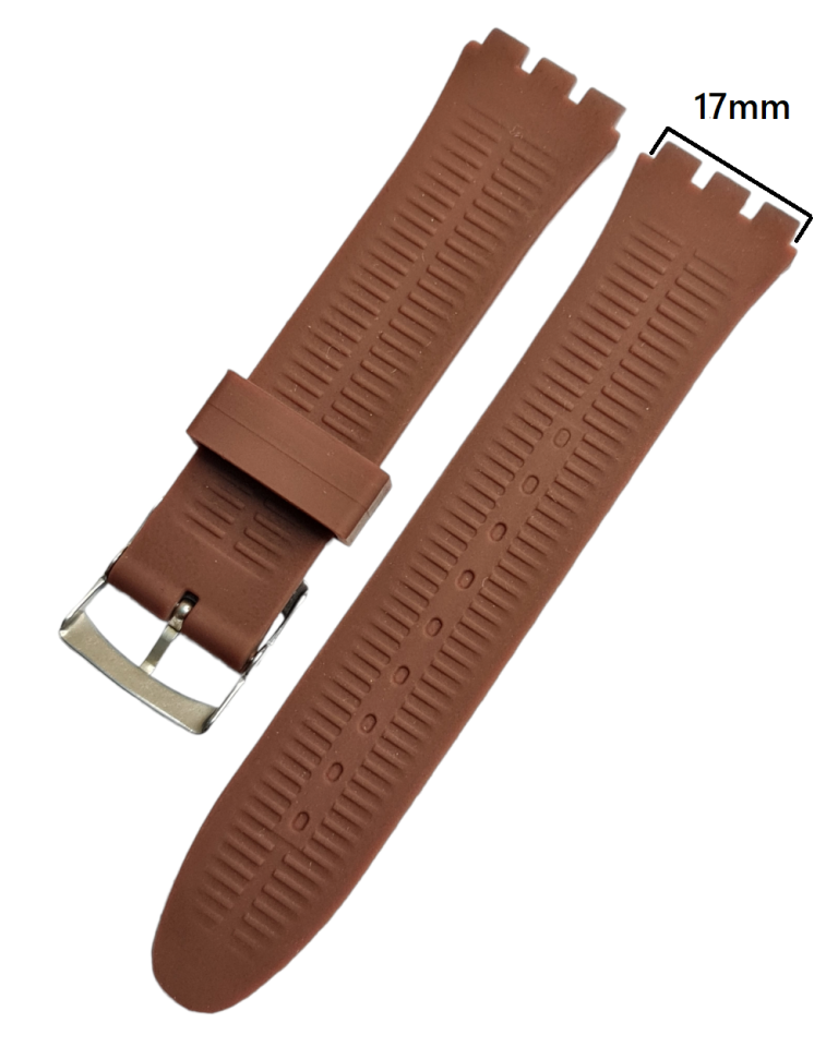 Swatch Uyumlu 17mm Silikon Kahverenk Saat Kordonu