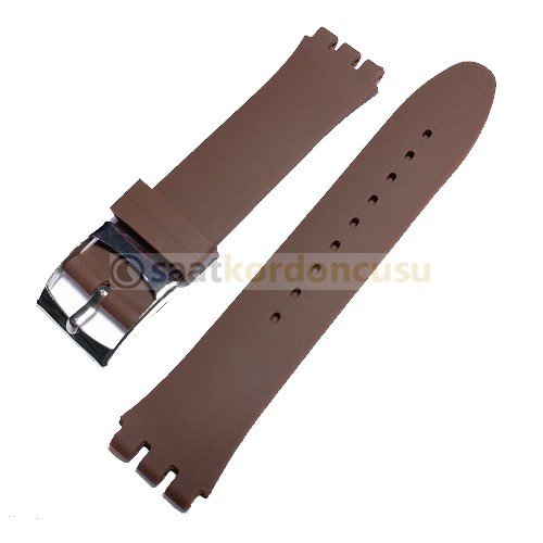 Swatch Uyumlu 17mm Silikon Kahverenk Saat Kordonu BEYAZ