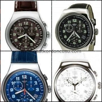 Swatch Yos Modeli 24mm Desenli Siyah Deri Saat Kordonu