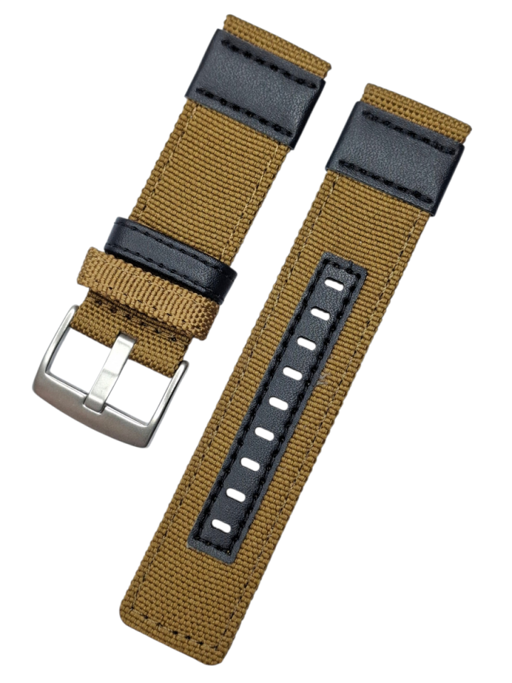 20mm Lug Ölçüsünde Deri Parçalı Nato Saat Kordonu TABA