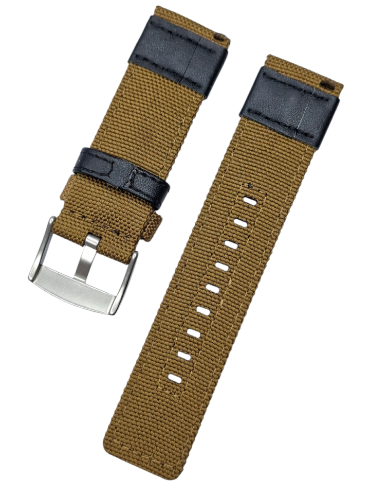 20mm Lug Ölçüsünde Deri Parçalı Nato Saat Kordonu TABA