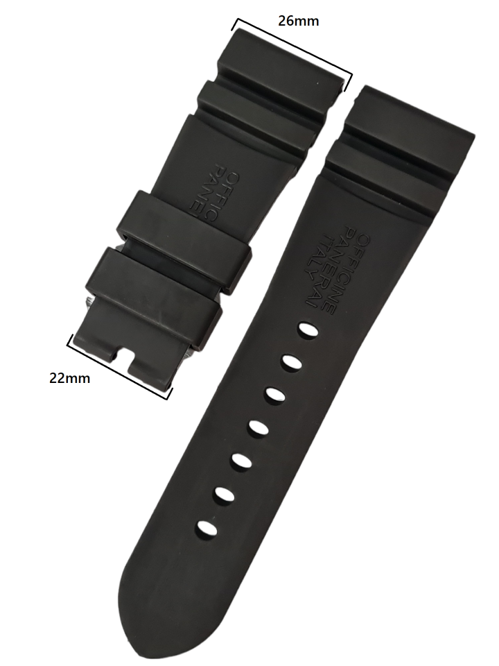 Panerai Submersible 26mm Kırmızı Logolu Siyah Silikon Saat Kordonu