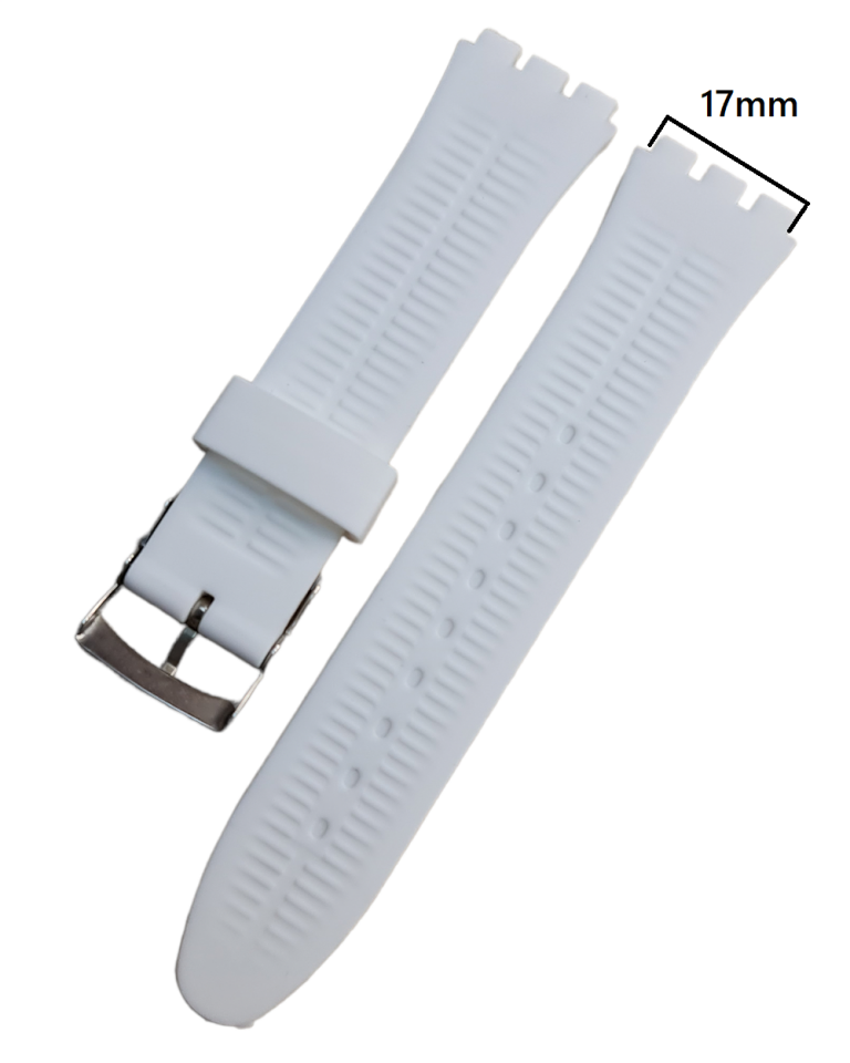 Swatch Uyumlu 17mm Silikon Beyaz Saat Kordonu
