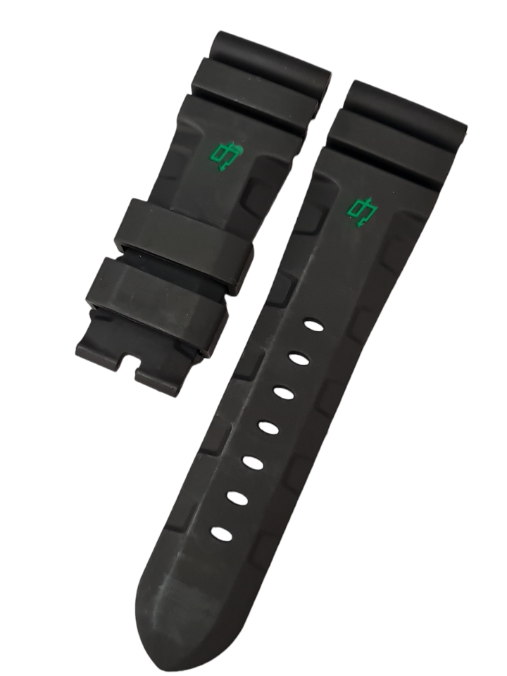 Panerai Submersible 26mm Yeşil Logolu Siyah Silikon Saat Kordonu