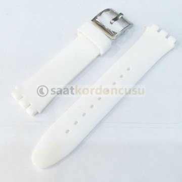 Swatch Uyumlu 17mm Silikon Beyaz Saat Kordonu BEYAZ