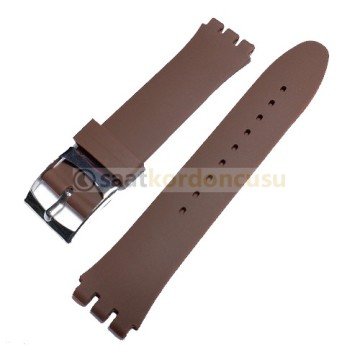Swatch Uyumlu 17mm Silikon Beyaz Saat Kordonu KAHVE