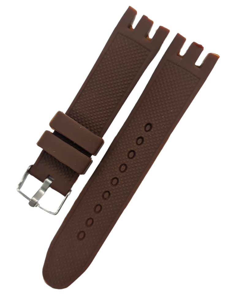 Swatch YRS Model Uyumlu Kahverenk Silikon Saat Kordonu